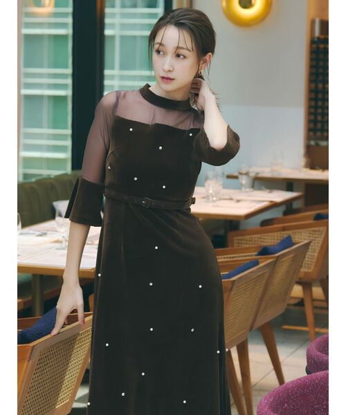 藤井サチコラボ】パールビジューベロアナロードレス（ドレス