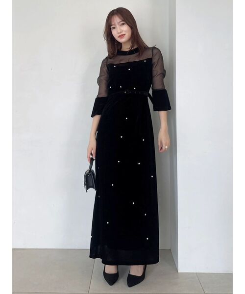 藤井サチコラボ】パールビジューベロアナロードレス（ドレス