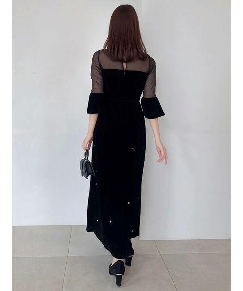藤井サチコラボ】パールビジューベロアナロードレス（ドレス