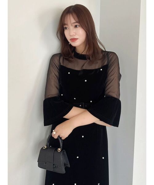 藤井サチコラボ】パールビジューベロアナロードレス（ドレス