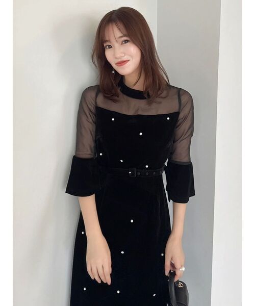 藤井サチコラボ】パールビジューベロアナロードレス（ドレス