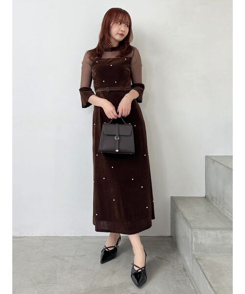 藤井サチコラボ】パールビジューベロアナロードレス（ドレス