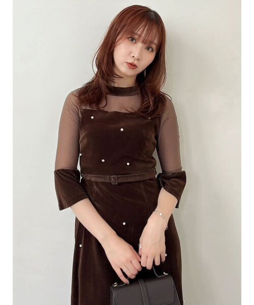 藤井サチコラボ】パールビジューベロアナロードレス（ドレス