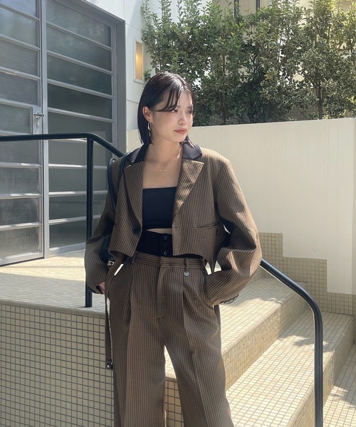 BONBOM×Ameri HOUNDSTOOTH GARTER JACKET（テーラードジャケット