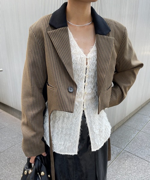 BONBOM×Ameri HOUNDSTOOTH GARTER JACKET（テーラードジャケット