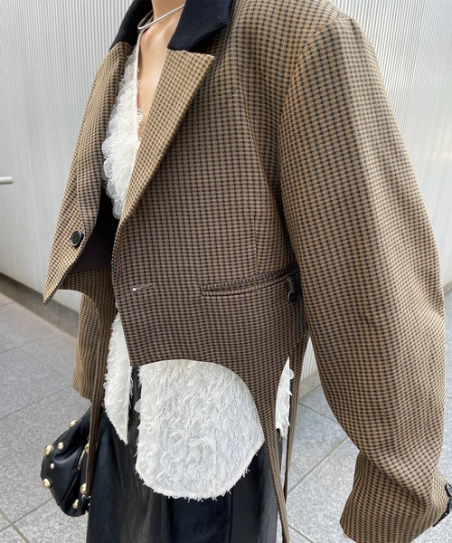 BONBOM×Ameri HOUNDSTOOTH GARTER JACKET（テーラードジャケット