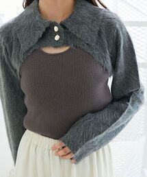 MAJESTIC LEGON | 襟付きデコルテオープンニット(ニット/セーター)