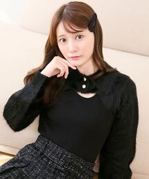 MAJESTIC LEGON | 襟付きデコルテオープンニット(ニット/セーター)