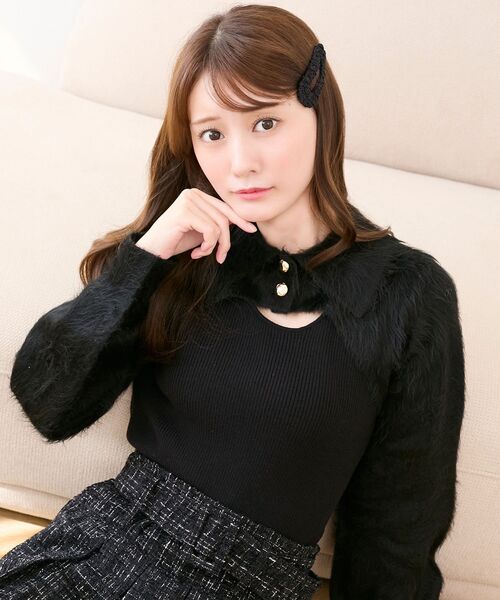 MAJESTIC LEGON(マジェスティックレゴン)の「襟付きデコルテオープンニット(ニット/セーター・レディース・ボルドー/アイボリー/ブラック/チャコールグレー・MEDIUM)」の7枚目の写真