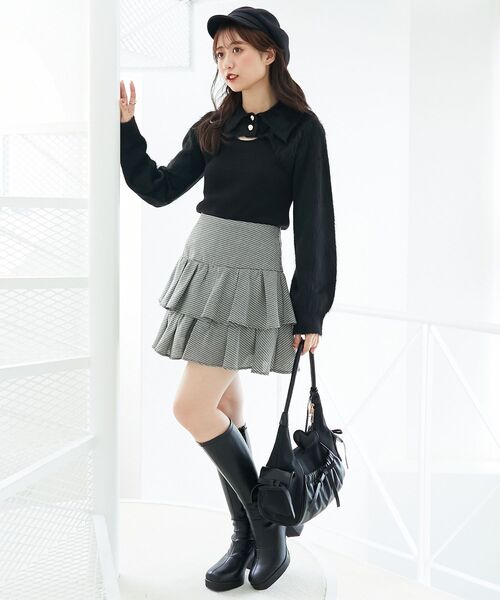 MAJESTIC LEGON(マジェスティックレゴン)の「襟付きデコルテオープンニット(ニット/セーター・レディース・ボルドー/アイボリー/ブラック/チャコールグレー・MEDIUM)」の10枚目の写真