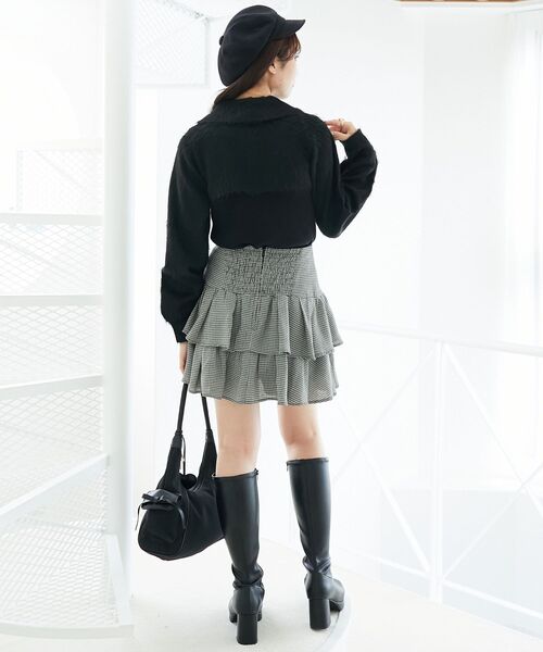 MAJESTIC LEGON(マジェスティックレゴン)の「襟付きデコルテオープンニット(ニット/セーター・レディース・ボルドー/アイボリー/ブラック/チャコールグレー・MEDIUM)」の11枚目の写真