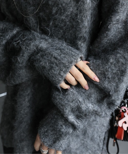 セール】＜ふわふわ＞ミックスシャギー Vネックニット（ニット