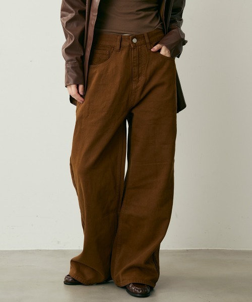 Clum(クルム)の「ハイウエストコットンワイドパンツ(その他パンツ・レディース・キャメル/ボルドー・MEDIUM/SMALL)」の1枚目の写真