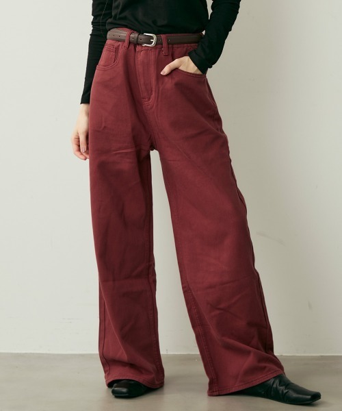 Clum(クルム)の「ハイウエストコットンワイドパンツ(その他パンツ・レディース・キャメル/ボルドー・MEDIUM/SMALL)」の2枚目の写真