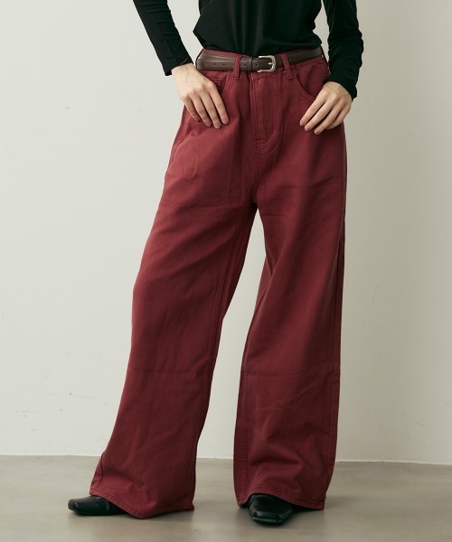 Clum(クルム)の「ハイウエストコットンワイドパンツ(その他パンツ・レディース・キャメル/ボルドー・MEDIUM/SMALL)」の3枚目の写真