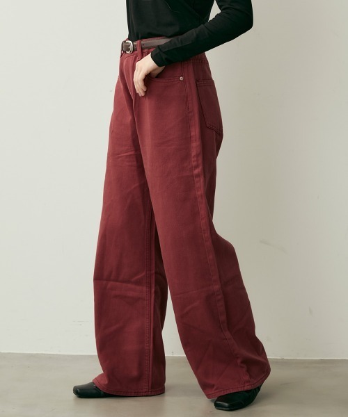 Clum(クルム)の「ハイウエストコットンワイドパンツ(その他パンツ・レディース・キャメル/ボルドー・MEDIUM/SMALL)」の5枚目の写真