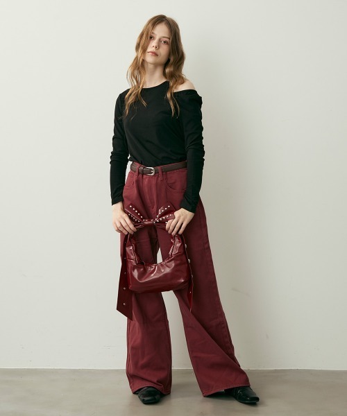 Clum(クルム)の「ハイウエストコットンワイドパンツ(その他パンツ・レディース・キャメル/ボルドー・MEDIUM/SMALL)」の10枚目の写真