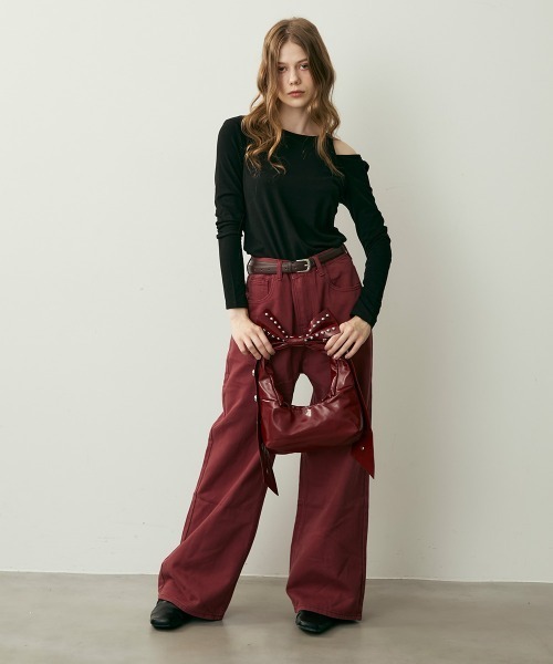 Clum(クルム)の「ハイウエストコットンワイドパンツ(その他パンツ・レディース・キャメル/ボルドー・MEDIUM/SMALL)」の11枚目の写真