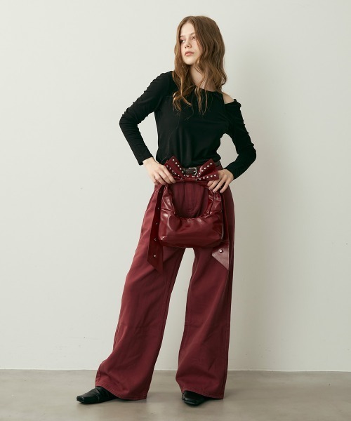 Clum(クルム)の「ハイウエストコットンワイドパンツ(その他パンツ・レディース・キャメル/ボルドー・MEDIUM/SMALL)」の12枚目の写真
