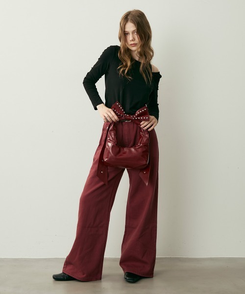 Clum(クルム)の「ハイウエストコットンワイドパンツ(その他パンツ・レディース・キャメル/ボルドー・MEDIUM/SMALL)」の13枚目の写真