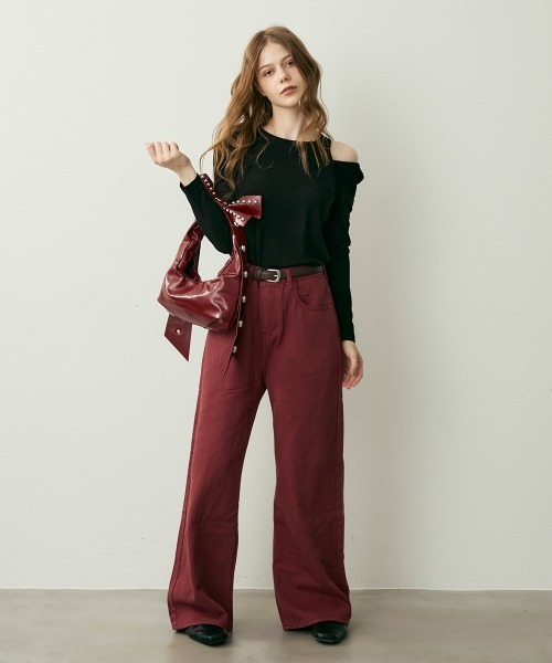Clum(クルム)の「ハイウエストコットンワイドパンツ(その他パンツ・レディース・キャメル/ボルドー・MEDIUM/SMALL)」の14枚目の写真