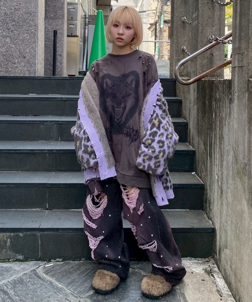 Candy Stripper（キャンディストリッパー）の「FLUFFY STAR LEOPARD KNIT カーディガン（カーディガン/ボレロ・レディース・アイボリー/ラベンダー/ヘザーグレー・FREE）」の16枚目の写真