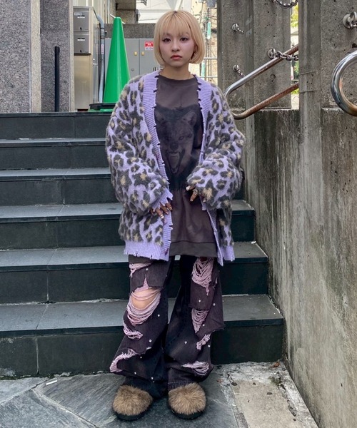 Candy Stripper（キャンディストリッパー）の「FLUFFY STAR LEOPARD KNIT カーディガン（カーディガン/ボレロ・レディース・アイボリー/ラベンダー/ヘザーグレー・FREE）」の15枚目の写真