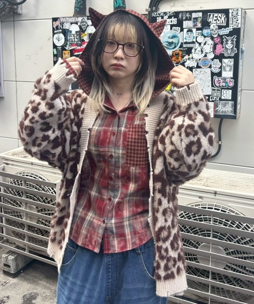 Candy Stripper（キャンディストリッパー）の「FLUFFY STAR LEOPARD KNIT カーディガン（カーディガン/ボレロ・レディース・アイボリー/ラベンダー/ヘザーグレー・FREE）」の8枚目の写真