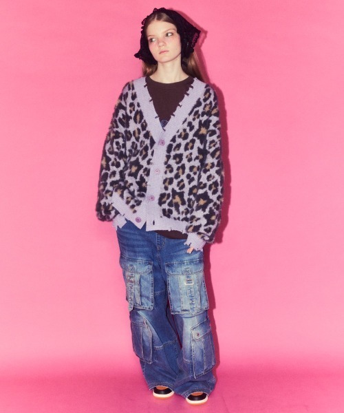 Candy Stripper（キャンディストリッパー）の「FLUFFY STAR LEOPARD KNIT カーディガン（カーディガン/ボレロ・レディース・アイボリー/ラベンダー/ヘザーグレー・FREE）」の6枚目の写真