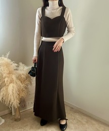 LAUIR（ラウアー）の「ハートビスチェ+ジップスリットスカートセット[高身長サイズMT有り]（セットアップ）」