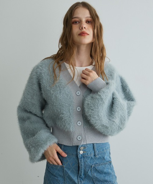Mirette（ミレット）の「フェイクファーカーディガンジャケット / Faux Fur Cardigan Jacket（カーディガン/ボレロ・レディース・ブラック/グレー・FREE）」の2枚目の写真