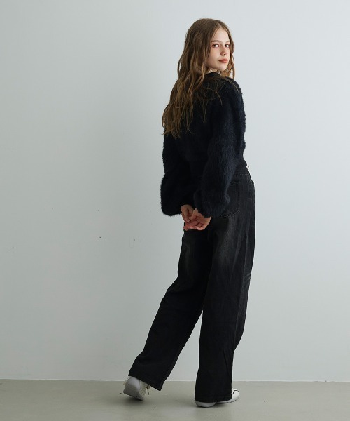 Mirette（ミレット）の「フェイクファーカーディガンジャケット / Faux Fur Cardigan Jacket（カーディガン/ボレロ・レディース・ブラック/グレー・FREE）」の13枚目の写真
