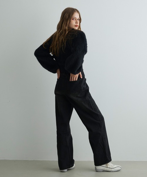 Mirette（ミレット）の「フェイクファーカーディガンジャケット / Faux Fur Cardigan Jacket（カーディガン/ボレロ・レディース・ブラック/グレー・FREE）」の14枚目の写真