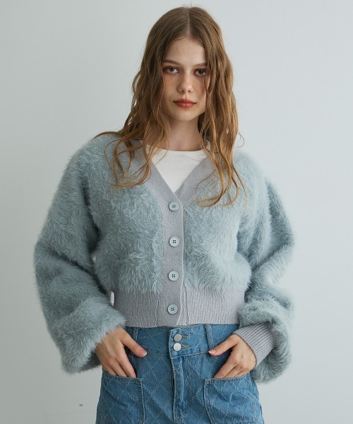 Mirette（ミレット）の「フェイクファーカーディガンジャケット / Faux Fur Cardigan Jacket（カーディガン/ボレロ・レディース・ブラック/グレー・FREE）」の15枚目の写真