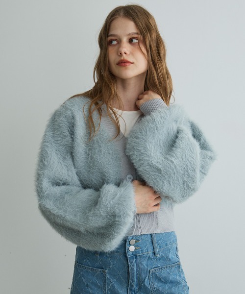 Mirette（ミレット）の「フェイクファーカーディガンジャケット / Faux Fur Cardigan Jacket（カーディガン/ボレロ・レディース・ブラック/グレー・FREE）」の16枚目の写真