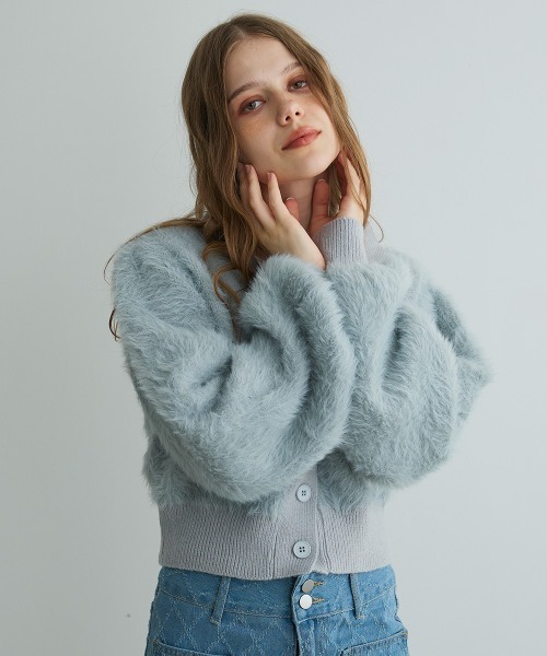 Mirette（ミレット）の「フェイクファーカーディガンジャケット / Faux Fur Cardigan Jacket（カーディガン/ボレロ・レディース・ブラック/グレー・FREE）」の17枚目の写真