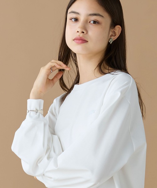 LACOSTE（ラコステ）の「【オンライン限定】LACOSTE バルーンスリーブ サイドスリット オーバーサイズTシャツ（Tシャツ/カットソー・レディース・ホワイト/グレイッシュベージュ/ブラック・FREE）」の20枚目の写真