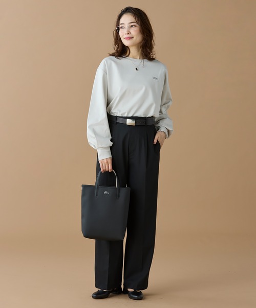 LACOSTE（ラコステ）の「【オンライン限定】LACOSTE バルーンスリーブ サイドスリット オーバーサイズTシャツ（Tシャツ/カットソー・レディース・ホワイト/グレイッシュベージュ/ブラック・FREE）」の13枚目の写真