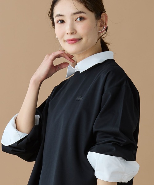 LACOSTE バルーンスリーブ サイドスリット オーバーサイズTシャツ LACOSTE tシャツ 「オンライン限定」LACOSTE バルーンスリーブ サイド