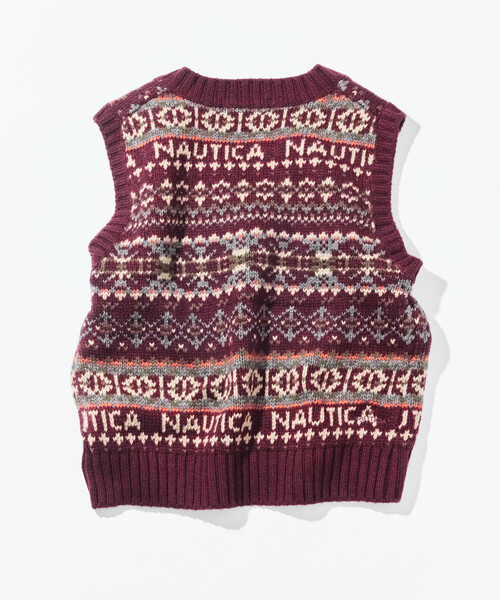 FREAK'S STORE(フリークスストア)の「NAUTICA/ノーティカ ヴィンテージライク フェアアイルニットベスト(ベスト・レディース・ワインレッド/オリーブ・フリ-)」の3枚目の写真