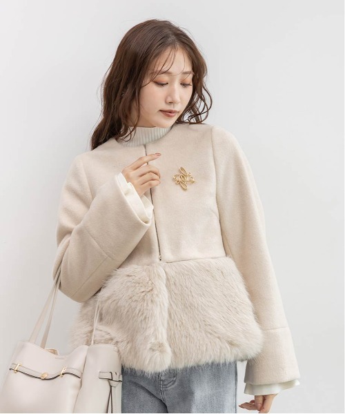 2WAY フェイクファーショートジャケット（ブルゾン）｜RANDA（ランダ