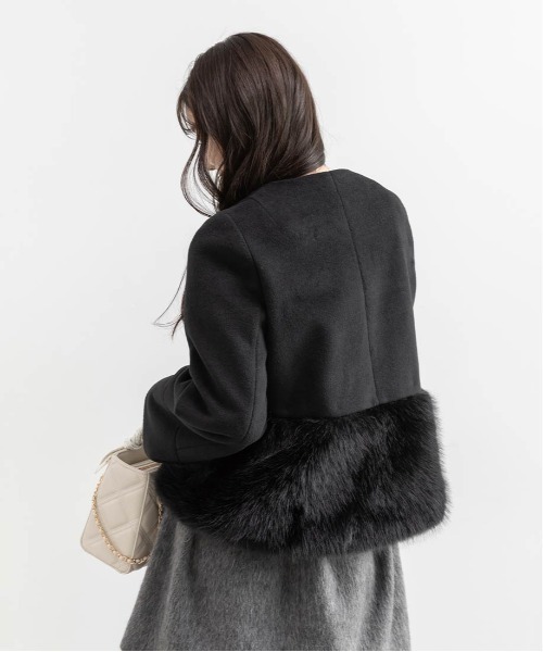 2WAY フェイクファーショートジャケット（ブルゾン）｜RANDA（ランダ