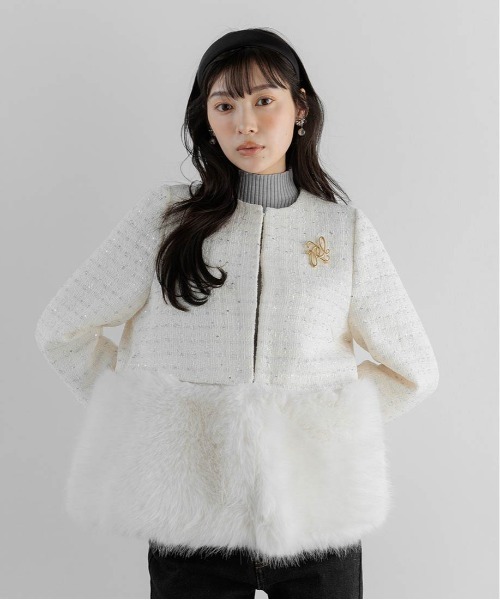 RANDA ランダ 2WAY フェイクファー ショート ジャケット 2WAY フェイクファーショートジャケット（ブルゾン）｜RANDA（ランダ