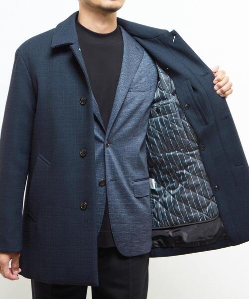 MEN'S MELROSE(メンズメルローズ)の「ウレタンボンディングバルカラーコート | 防風(ステンカラーコート・メンズ・ネイビー/チャコールグレー・2/3/4/5)」の12枚目の写真