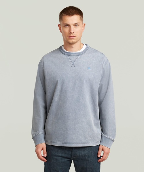 G-STAR（ジースター）の「WASHED SWEATER/ヴィンテージライクウォッシュド加工オーバーダイオーバーサイズスウェット/トレーナー（スウェット・メンズ・ブラウン系その他/ブラック系その他/ブルー系その他・X-SMALL/SMALL/MEDIUM/LARGE/X-LARGE）」の3枚目の写真