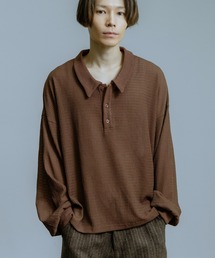 Crownor（クラウノアー）の「ワッフル編み 長袖ポロシャツ（ポロシャツ）」
