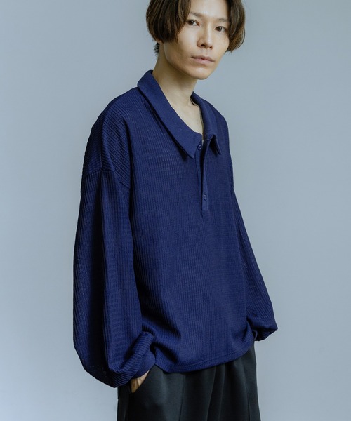 Crownor（クラウノアー）の「ワッフル編み 長袖ポロシャツ（ポロシャツ・メンズ・ブラウン/ネイビー/グレー/ブラック・LARGE/MEDIUM/SMALL）」の17枚目の写真