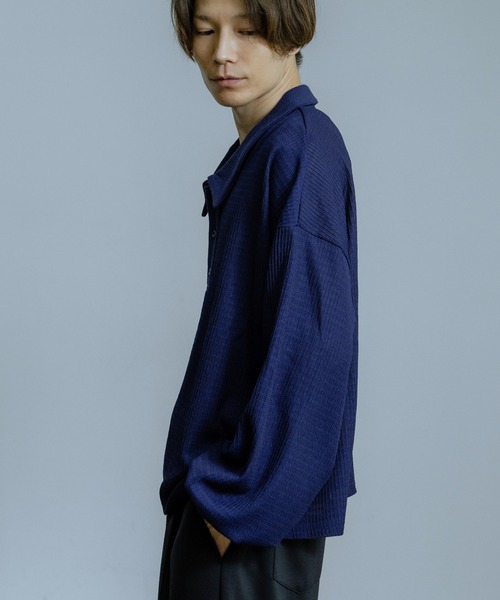 Crownor（クラウノアー）の「ワッフル編み 長袖ポロシャツ（ポロシャツ・メンズ・ブラウン/ネイビー/グレー/ブラック・LARGE/MEDIUM/SMALL）」の18枚目の写真