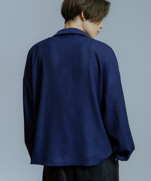Crownor（クラウノアー）の「ワッフル編み 長袖ポロシャツ（ポロシャツ・メンズ・ブラウン/ネイビー/グレー/ブラック・LARGE/MEDIUM/SMALL）」の19枚目の写真
