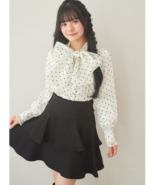 Suyunn(スユン)の「2WAYリボン付きティアードミニスカート(スカート・レディース・ブラック/グレー・M)」の14枚目の写真